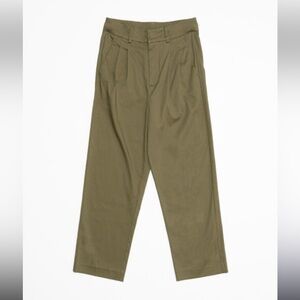 All Row WoMen Olive Green Pants Pleated Y2K Hi-Rise size Small Business Casual